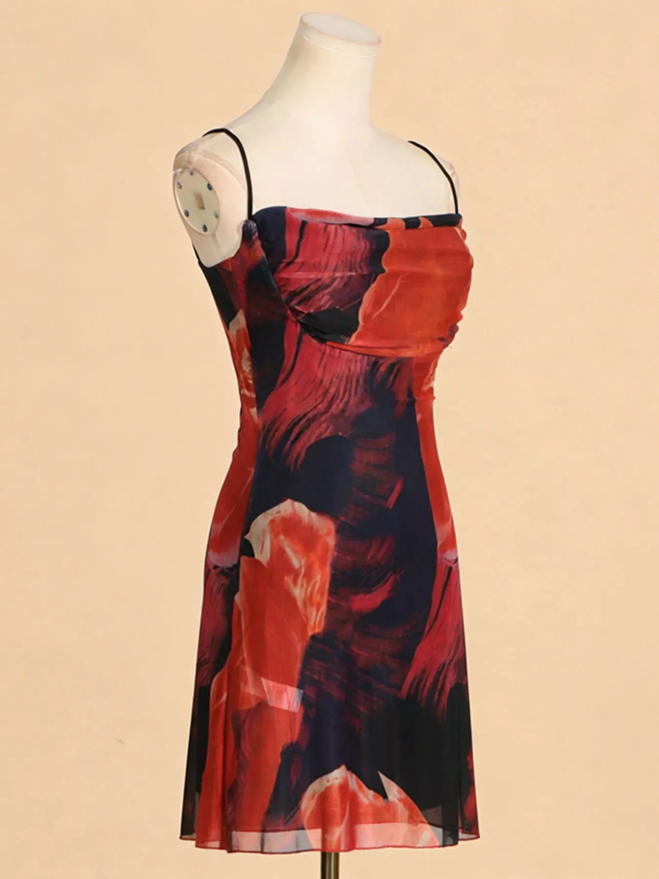 Printed Spaghetti Strap Mini Dress