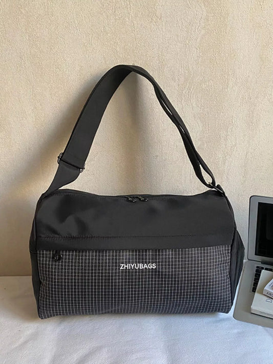 Plaid Oxford Cloth Travel Bag