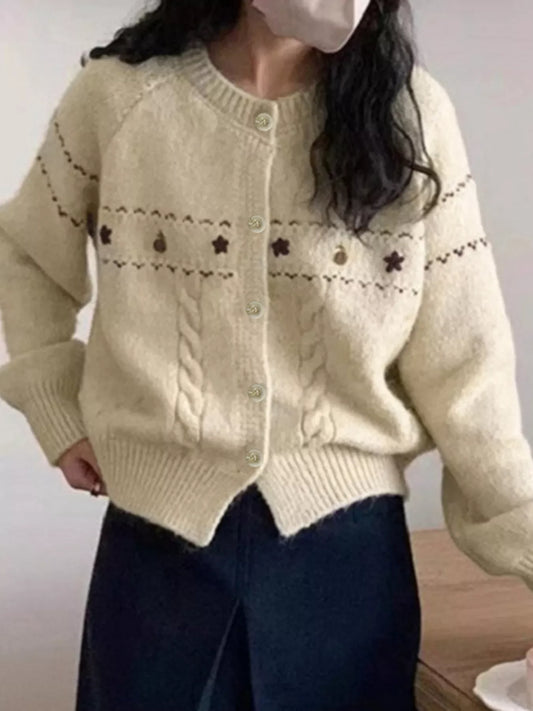 Cable Knit Button Up Cardigan