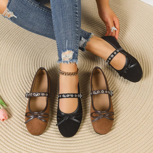 Round Toe Bow Slip-Ons