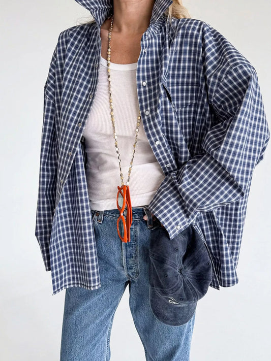 Oversized Plaid Button Up Shirt