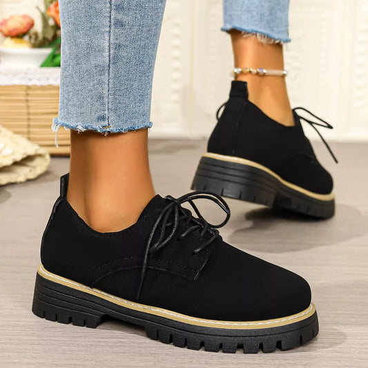 Round Toe Lace-Up Loafers