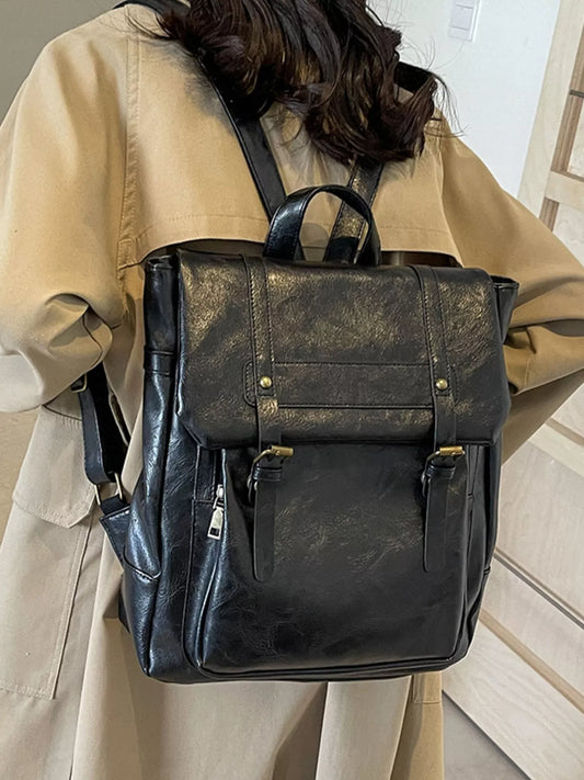 Leather Flap Backpack Bag