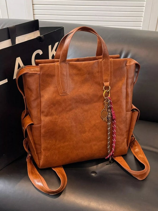 Vintage Leather Convertible Backpack Bag