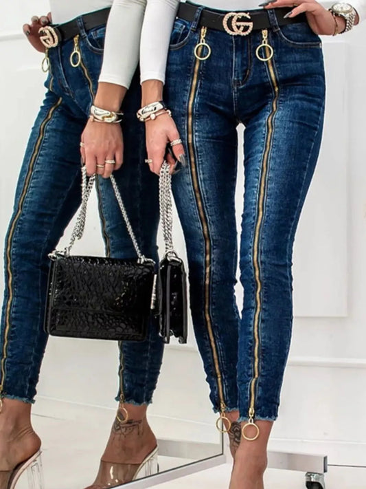 Zipper Front Skinny Jeans