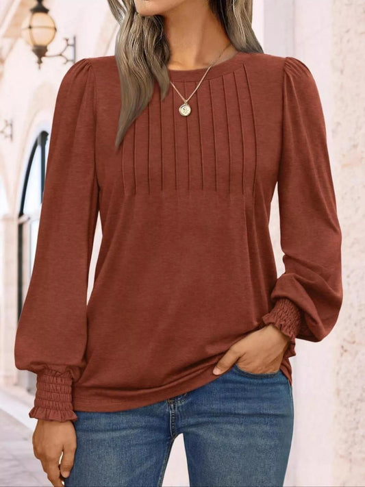 Round Neck Lantern Sleeve Top