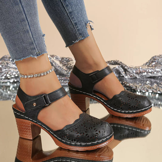 Round Toe Block Heels Sandals