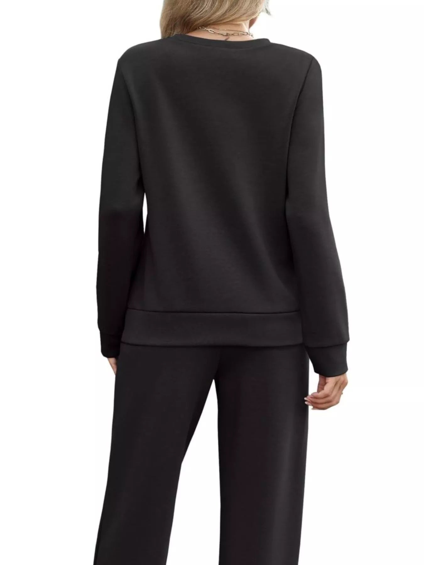 Full Size Casual Long Sleeve Top and Pants Set Plus Size