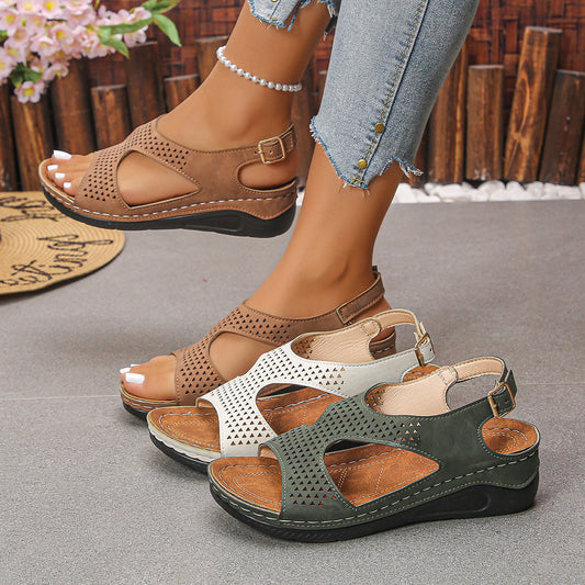 Cutout Wedge Sandals