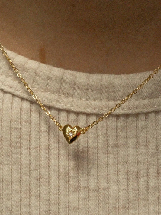 Zircon Heart Pendant Necklace