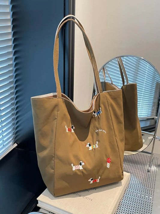 Embroidered Dachshund Shoulder Bag