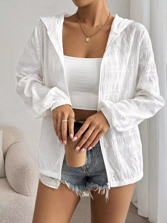 Lightweight Textured Hooded Jacket
