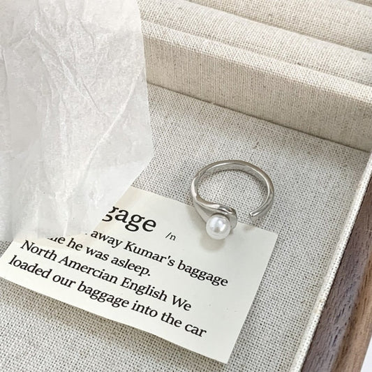 Pearl Accent Open Cuff Ring