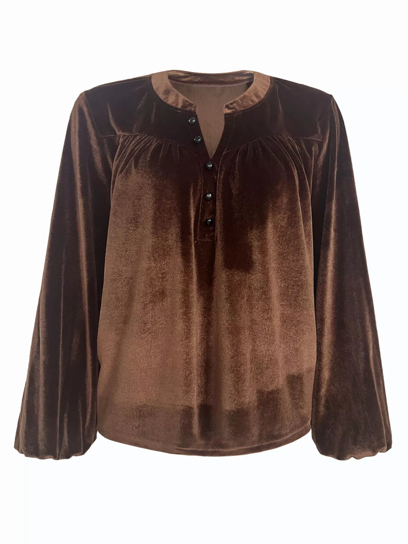 Velvet Balloon Sleeve Blouse