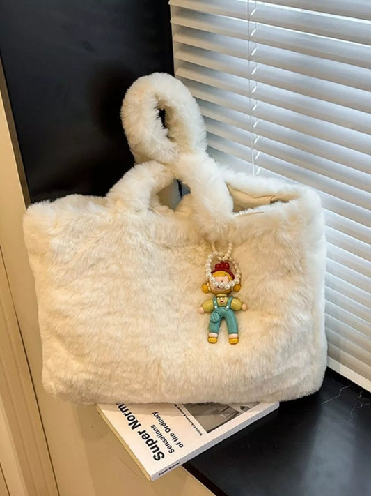 Fluffy Cartoon Charm Shoulder Bag