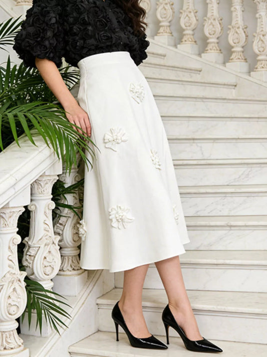 Floral Embellished Midi Skirt