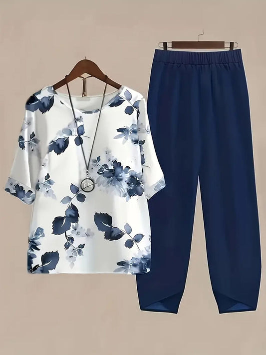 Printed Half Sleeve Top and Pants Set