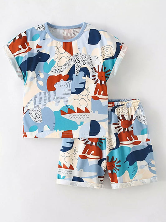 Children's Round Neck Tee and Shorts Set