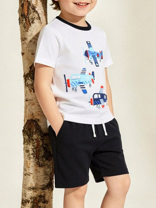 Kids' Airplane Print T-shirt and Shorts Set