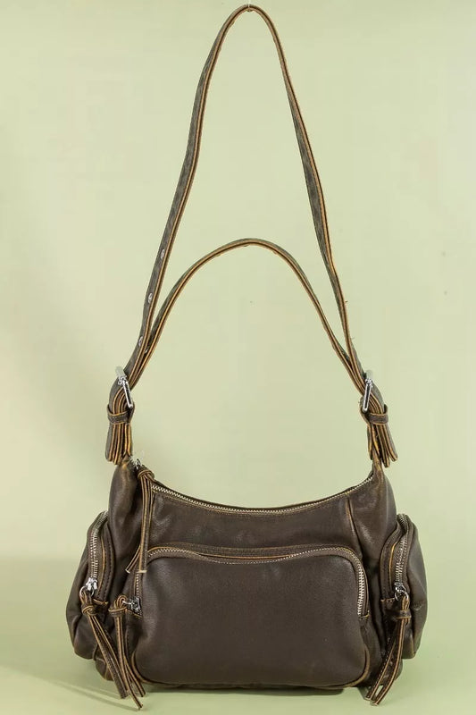 Fame Multi Pocket Leather Shoulder Bag