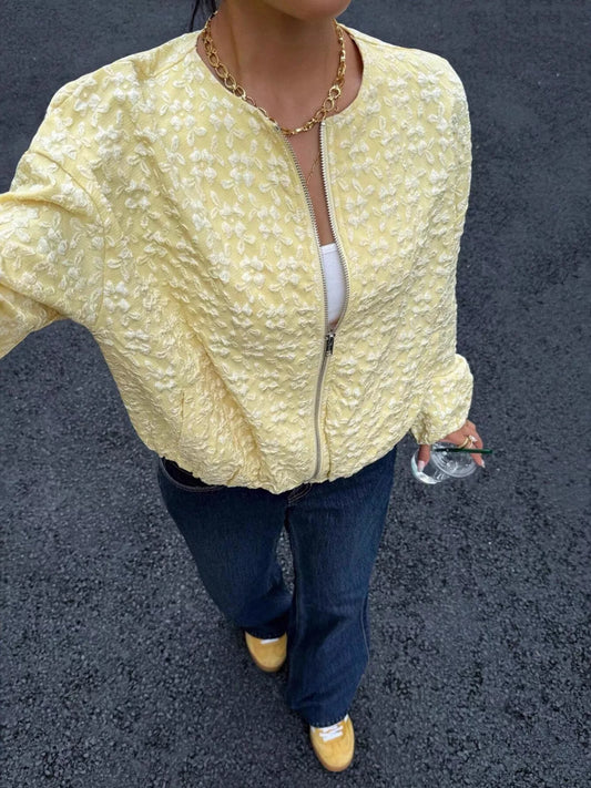 Textured Zip Up Jacket