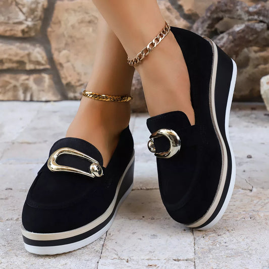 Round Toe Wedge Loafers