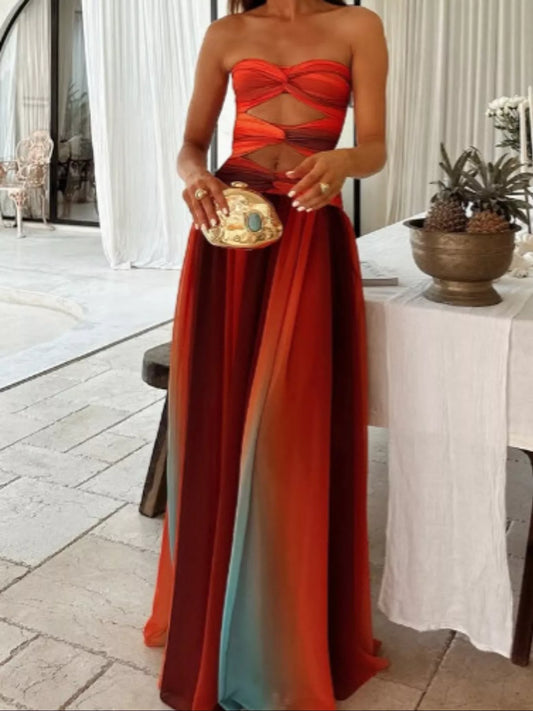 Strapless Cutout Maxi Dress
