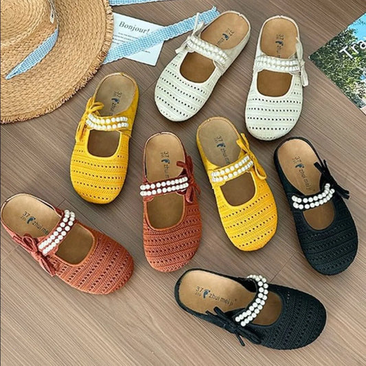 Hollow Out Round Toe Flat Slip-Ons