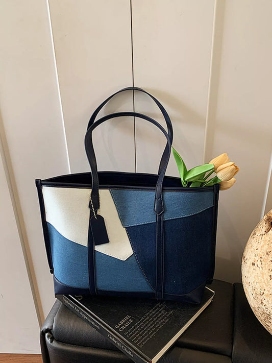 Color Block Denim Shoulder Bag