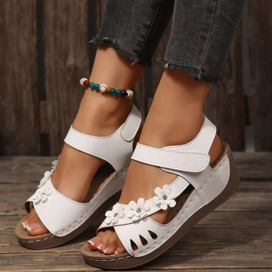 Floral Embellished Wedge Sandals
