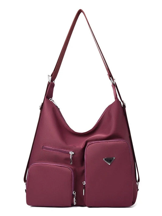 Multi-Pocket Lightweight Nylon Shoulder Bag