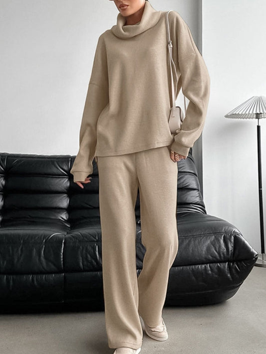 Turtleneck Long Sleeve Top and Pants Set
