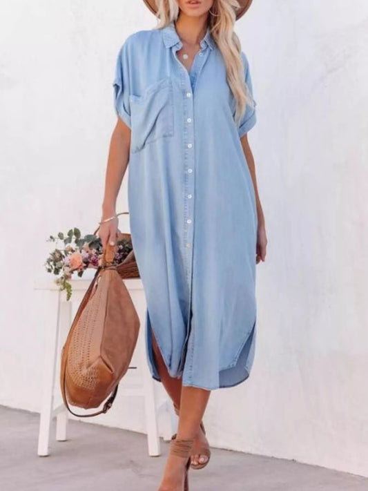 Casual Shirt Dress with Side Slits