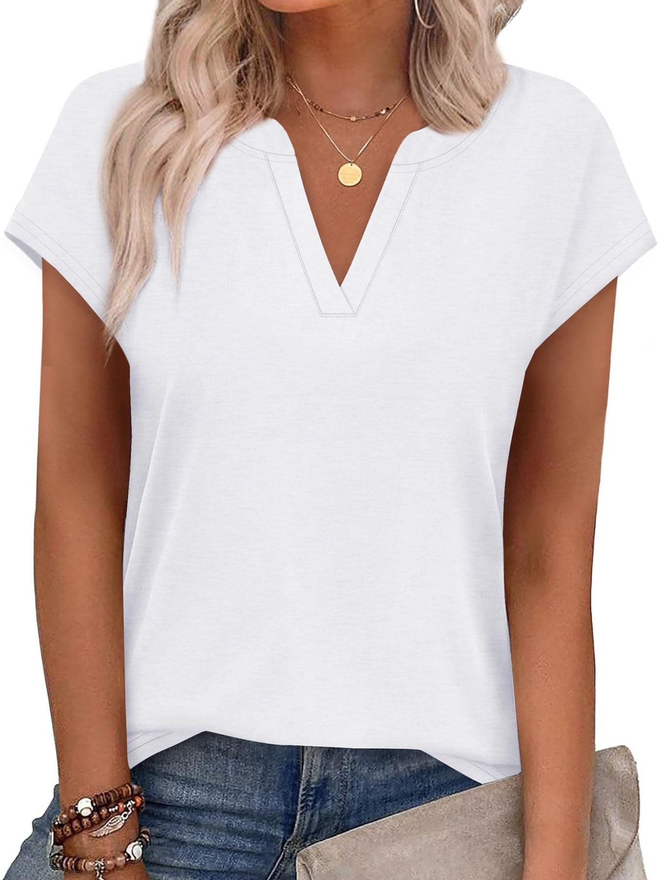 Notched Short Sleeve T-Shirt