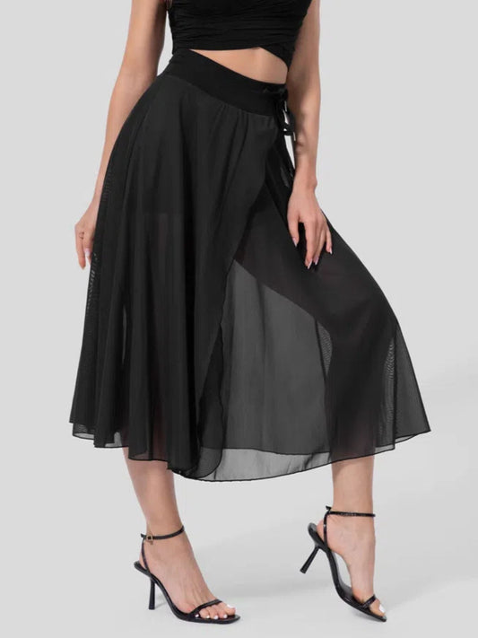 Slit Flowy Skirt with Shorts Liner
