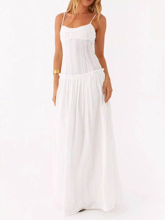 Ruched Spaghetti Strap Maxi Dress