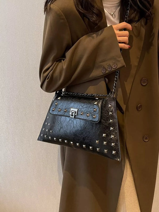 Studded Flap Chain Shoulder Bag