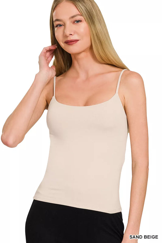 Zenana Double Layered Round Neck Spaghetti Cami