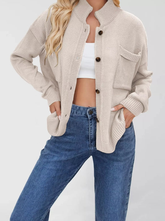 Casual Knit Button-Down Cardigan