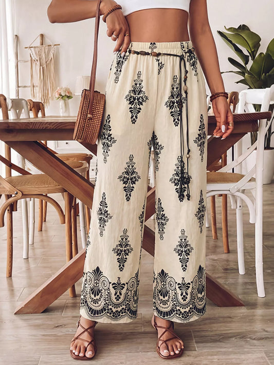 Boho Print Wide Leg Pants