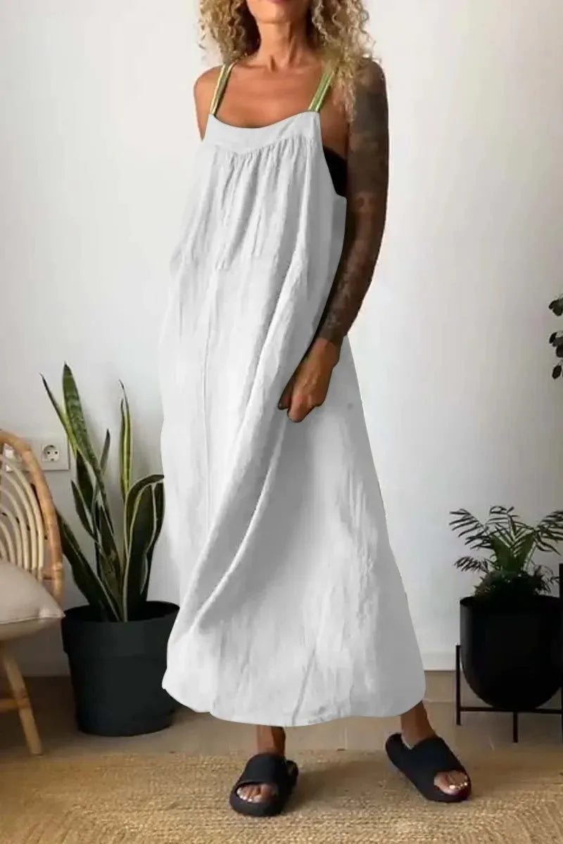 Full Size Ruched Cami Maxi Dress with Pockets Plus Size