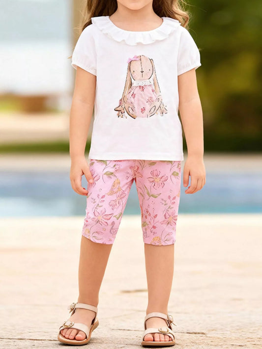 Children's Bunny Short Sleeve Tee and Shorts Set