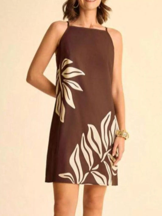 Tropical Print Sleeveless Mini Dress