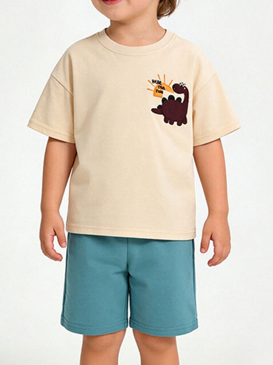 Children's Dinosaur Round Neck Tee and Shorts Set
