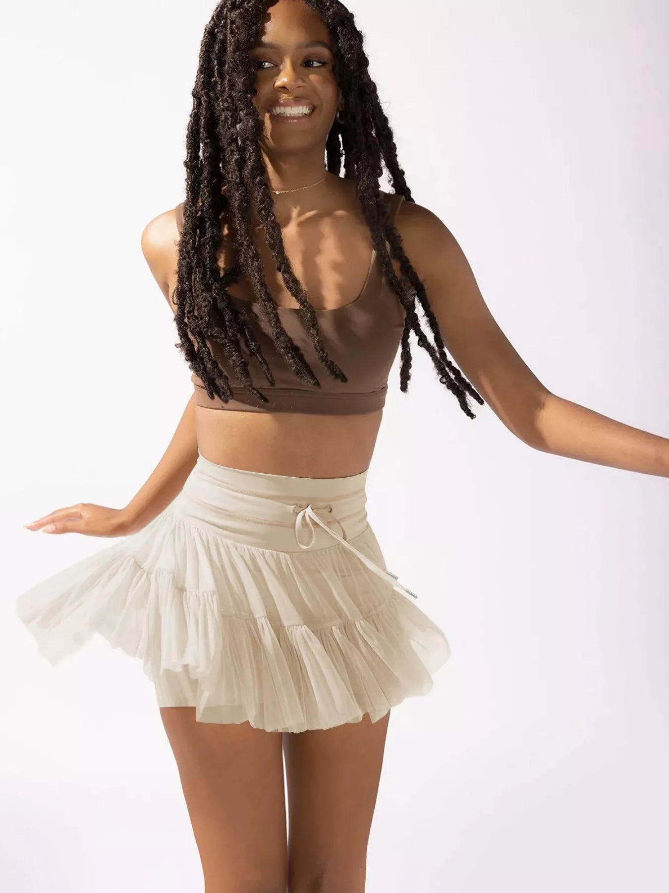 Tiered Skort with Drawstring
