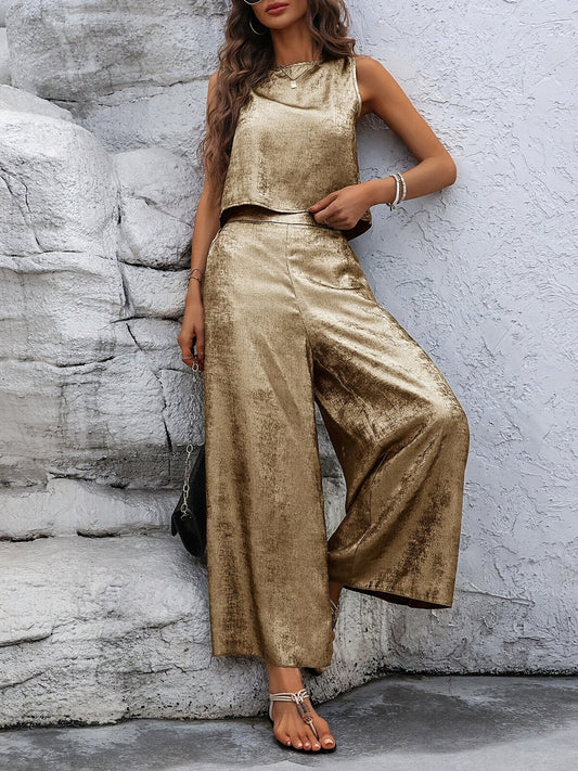 Round Neck Tank and Pants Set