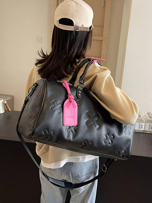Embossed Cross Pattern Travel Duffel Bag