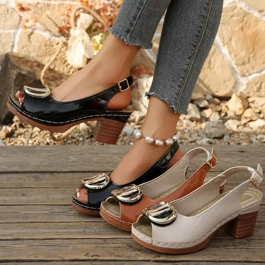 Peep Toe Block Heels Sandals