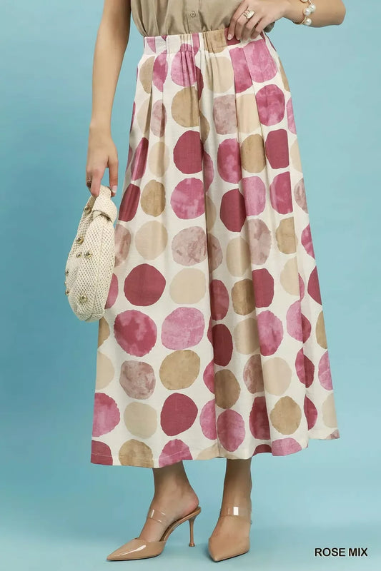 Umgee Dot Print Wide Leg Pants