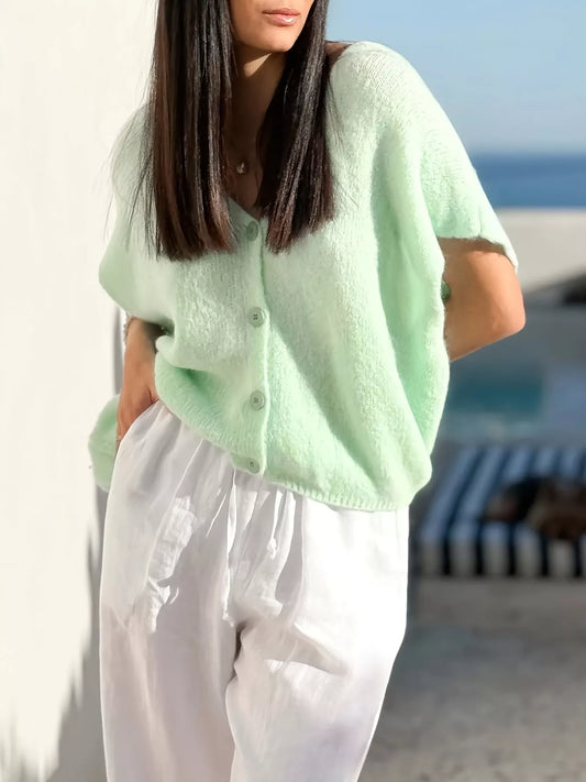 Button Up Short Sleeve Cardigan